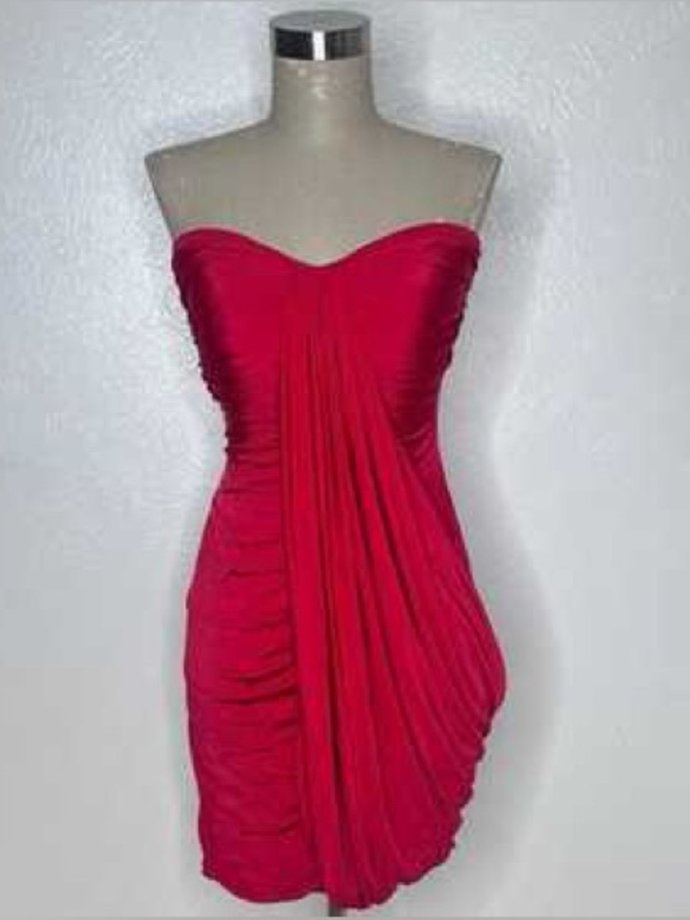 Bebe Strapless Hot Pink Ruched Cocktail Dress